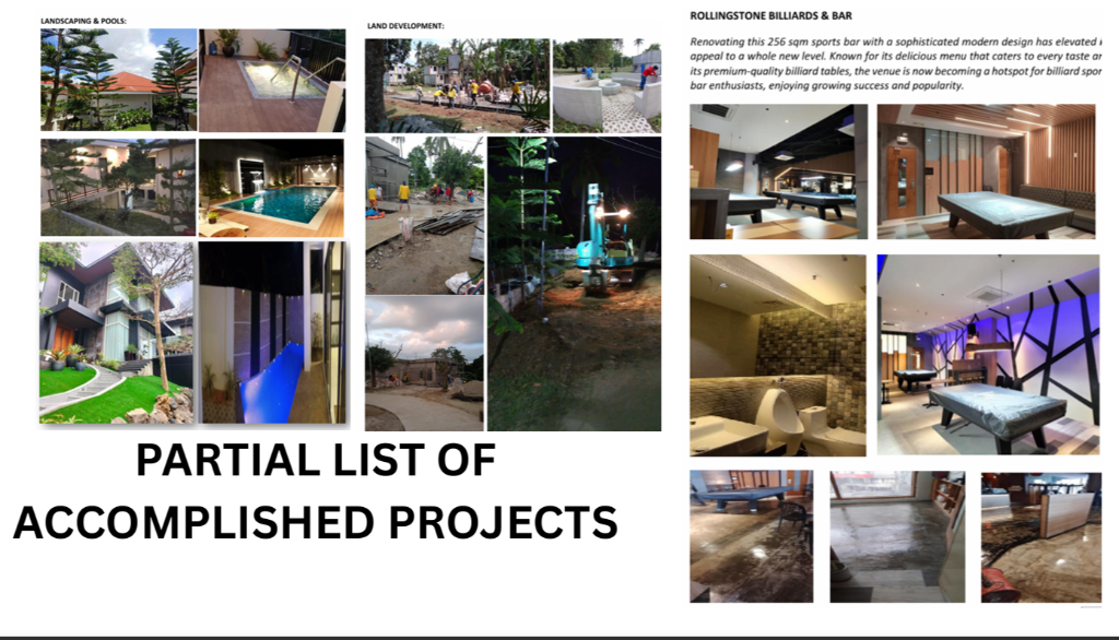 Accomplished Projects - Landscaping, Pools, Land Dev & Sports Bar